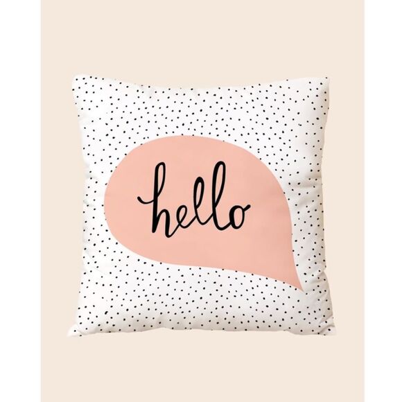 "Hello" Polka Dot Pillow Cover - Picture 1 of 4